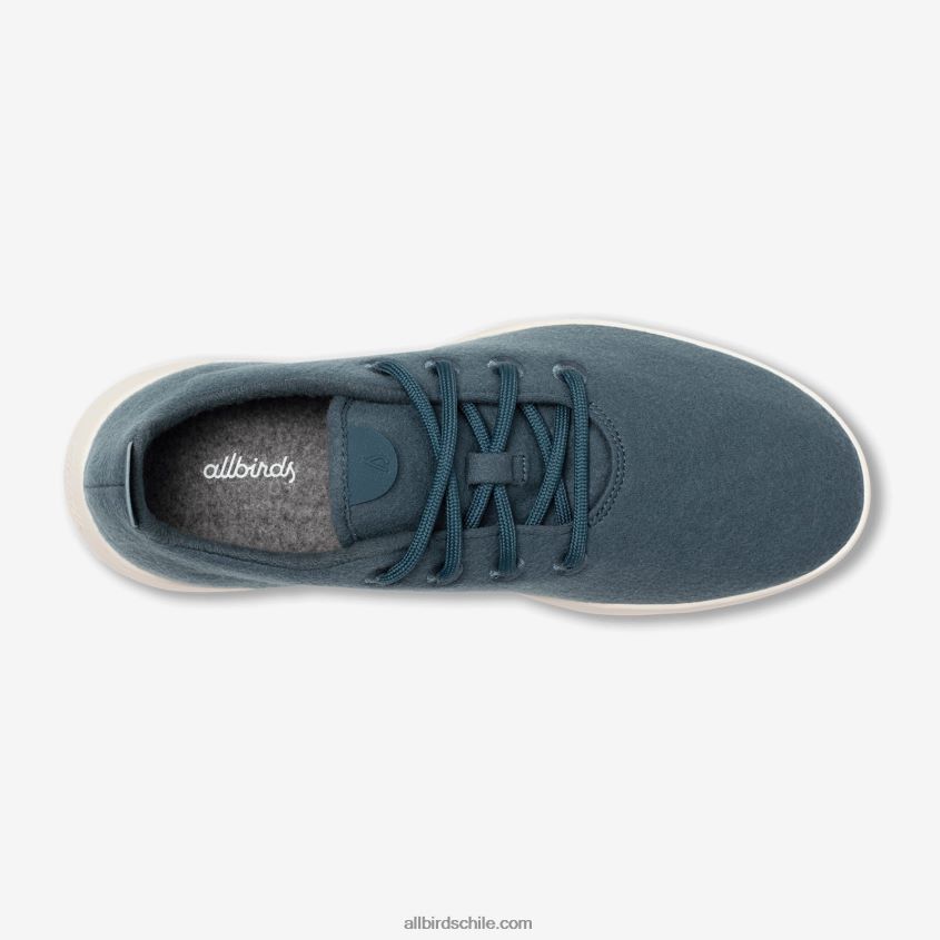 corredores de lana de los hombres verde azulado tranquilo (suela blanca natural) Allbirds 44L20F31