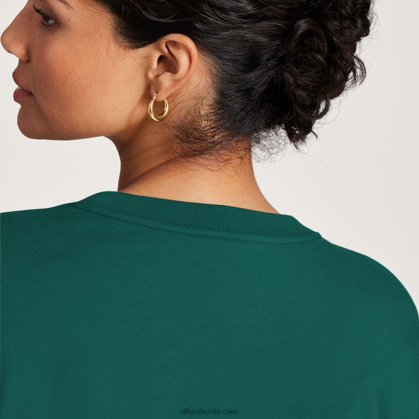 camiseta allgood de manga larga de algodón para mujer esmeralda profunda Allbirds 44L20F221