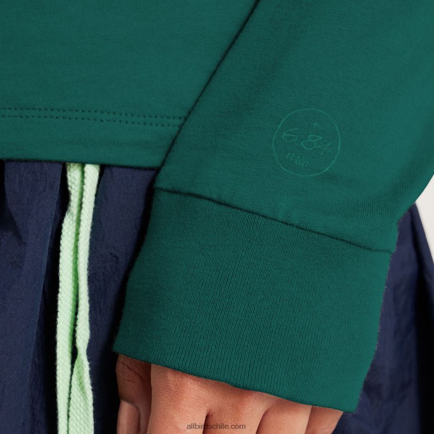 camiseta allgood de manga larga de algodón para mujer esmeralda profunda Allbirds 44L20F221