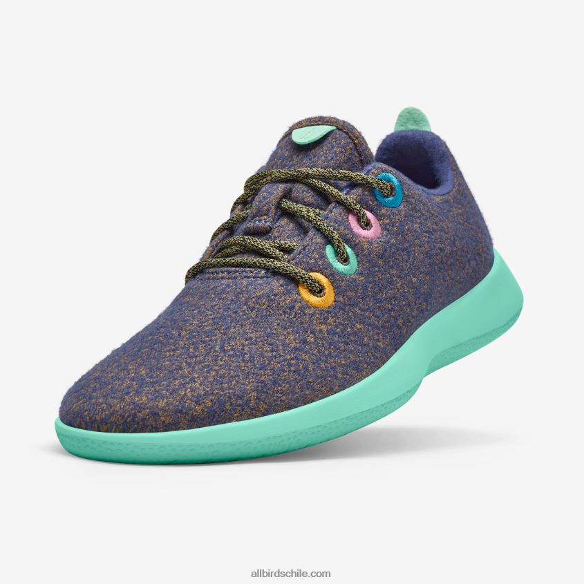 corredores de lana smallbirds - niños grandes azul wowza (suela de menta flotante) Allbirds 44L20F259