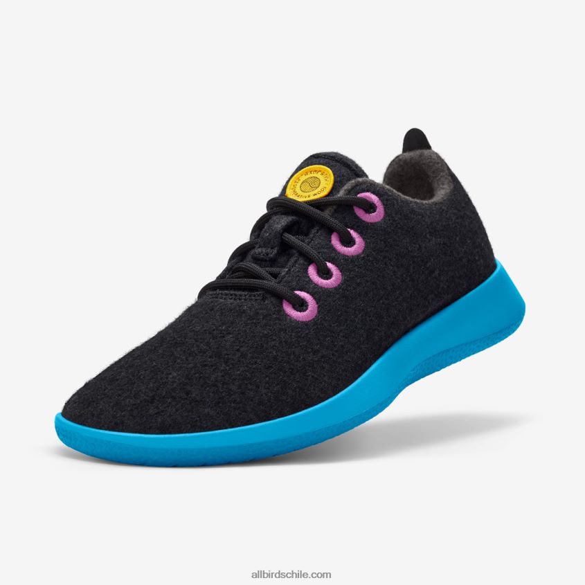 corredores de lana smallbirds - niños grandes negro natural (suela verde azulado prosperar) Allbirds 44L20F262