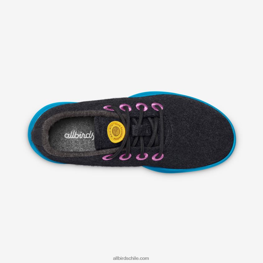corredores de lana smallbirds - niños grandes negro natural (suela verde azulado prosperar) Allbirds 44L20F262