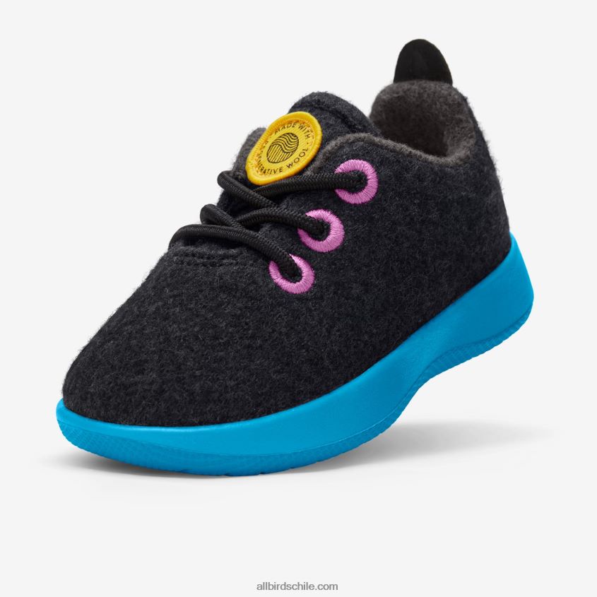 corredores de lana smallbirds - niños pequeños negro natural (suela verde azulado prosperar) Allbirds 44L20F239