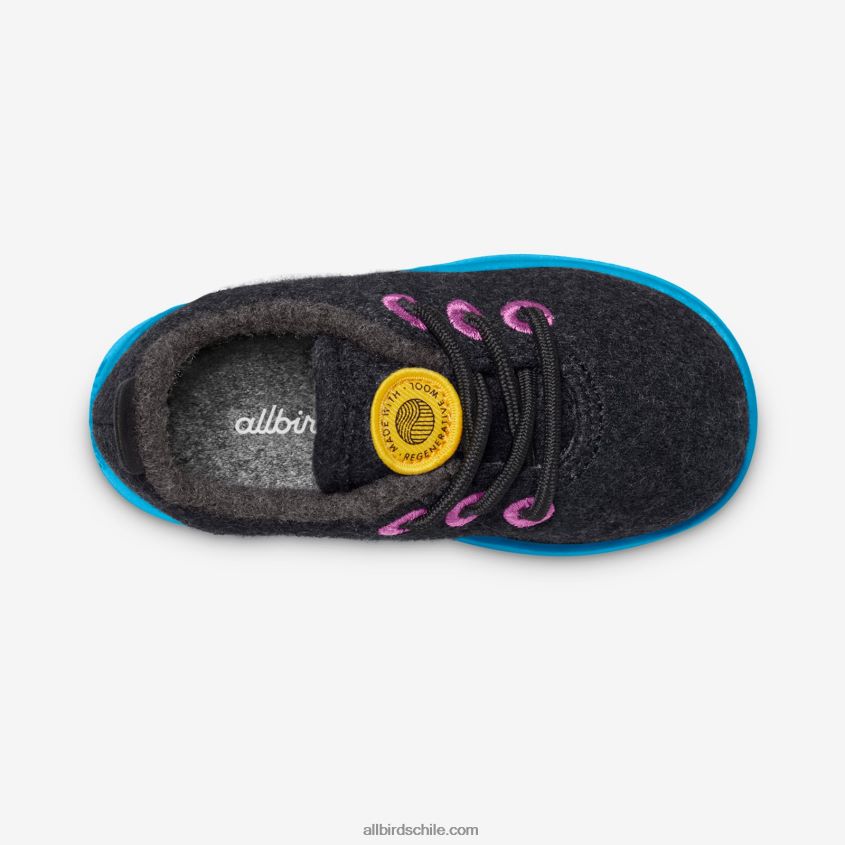 corredores de lana smallbirds - niños pequeños negro natural (suela verde azulado prosperar) Allbirds 44L20F239